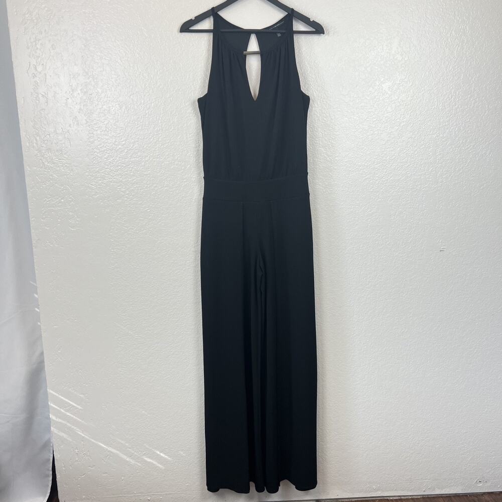 WHBM Jumpsuit Womens XS‎ Black Jersey Stretch Wide Leg Preppy Minimal Old Money